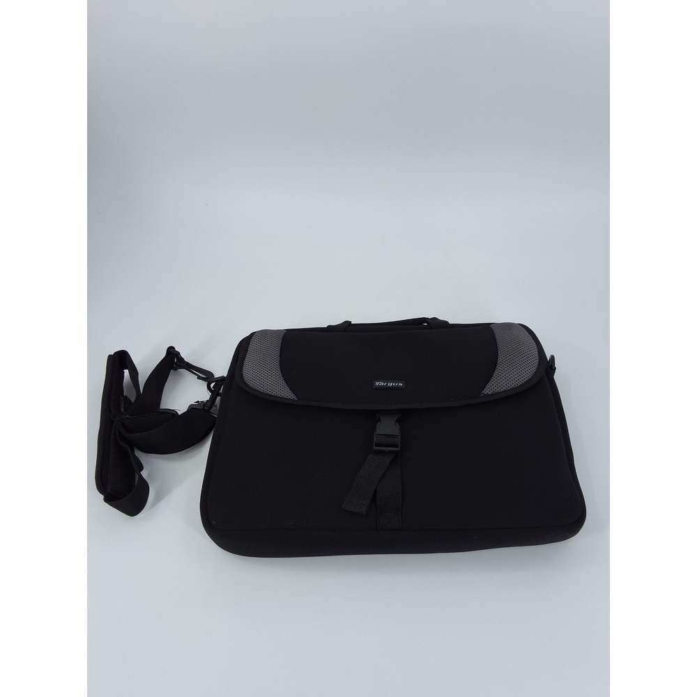 Targus Black Neoprene Laptop Messenger Bag Shoulder Strap Grey Mesh Accents